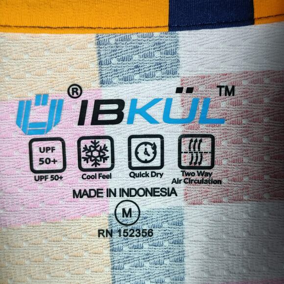 IBKUL Shirt Womens Medium Pink Orange Check UPF 50+ Long Sleeve Golf Mock Neck - Picture 2 of 8